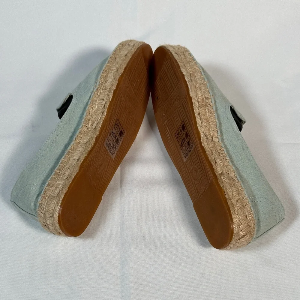 Anthropologie Soludos Espadrilles Canvas Loafers Blue Flamingo Slipper Size 7